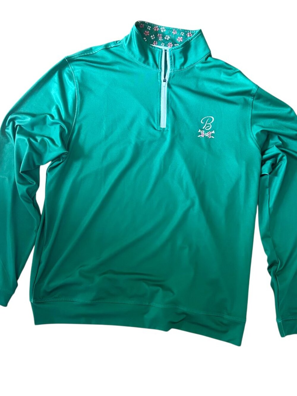 Barstool Golf Pin Flag Performance Quarter Zip Green Pullover Mens Size Small